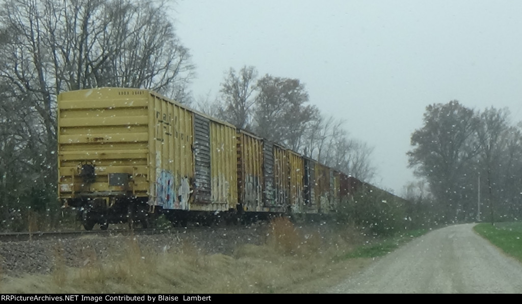 Boxcars stored on the Pinckneyville sub